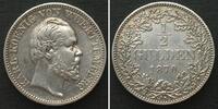 Württemberg Germany WURTTEMBERG. 1/2 Gulden 1870, KARL I, silver, AU! -
