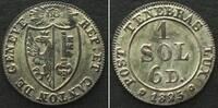 Schweiz - Genf Swiss GENEVA 1 Sol 6 Deniers 1825 billon UNC! -