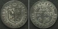 Schweiz - Genf Swiss GENEVA 1 Sol 6 Deniers 1817 billon UNC! -