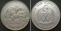 Sahara SAHARAWI ARAB D.R. 100 Pesetas 1994 Prehistoric TRICERATOPS Steel BU -
