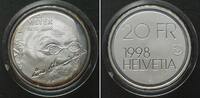 Schweiz SWITZERLAND - ESSAI 20 Francs 1998 CONRAD FERDINAND MEYER silver Proof -