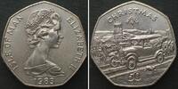 Insel Man ISLE OF MAN 50 Pence 1983 AB, CHRISTMAS Cu-Ni UNC -