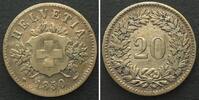 Schweiz SWITZERLAND. 20 Rappen 1850 BB, billon, VF+ -