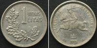 Litauen LITHUANIA. 1 Litas 1925, silver VF-XF -