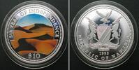 Namibia NAMIBIA. 10 Dollars 1995 Desert 5TH YEAR OF INDEPENDENCE silver Proof MULTICOLOR -