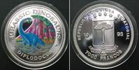 Äquatorialguinea EQUATORIAL GUINEA 7000 Francos 1993 Diplodocus DINOSAURS silver COLOUR -