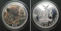 Namibia NAMIBIA 10 Dollars 1995 Leopard MISS UNIVERSE silver Proof RARE! -