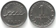 Cannstatt (Württemberg) Germany CANNSTATT (Württemberg) 1 Pfennig 1920, NOTGELD, iron UNC- -