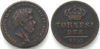Italien - Sizilien Italy NAPLES. 2 Tornesi 1853 FERDINANDO II copper VF -