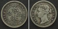 Hongkong HONG KONG. 5 Cents 1883, VICTORIA, silver VF+ -