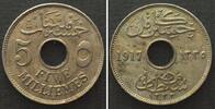 Ägypten EGYPT 5 Milliemes 1917 H, British Occupation, Cu-Ni AU! -