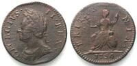 England GREAT BRITAIN. Farthing 1754, GEORGE II, copper aXF! -