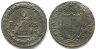 Schweiz - Aargau Swiss AARGAU 2 Rappen 1814 wide date billon VF+ -