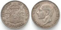 Spanien SPAIN 2 Pesetas 1879(79) ALFONSO XII silver aXF! -