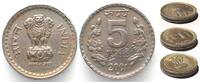 Indien INDIA 5 Rupees 2001 Hyderabad mint - MINT ERROR - Cu-Ni VF-XF -