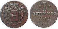 Waldeck-Pyrmont WALDECK-PYRMONT Pfennig 1825 FW GEORG FRIEDRICH HEINRICH copper AU! -
