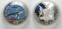 Namibia NAMIBIA 10 Dollars 1998 Whale & calf MARINE LIFE PROTECTION silver -