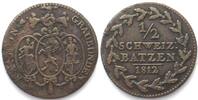 Schweiz - Graubünden Swiss GRAUBUNDEN 1/2 Batzen 1812 billon VF+ KEY DATE! -