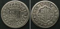 Spanien SPAIN. 2 Reales 1723 SJ Seville PHILIP V silver VF -