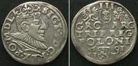 Polen POLAND 3 Groschen (Trojak) 1591 IF Poznan SIGISMUND III silver XF! -