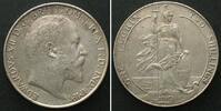 England 2 Shillings GREAT BRITAIN. Florin 1910, EDWARD VII, silver XF! -