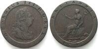 England GREAT BRITAIN. 1797 Cartwheel Penny GEORGE III copper VF -