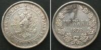 Finnland RUSSIAN FINLAND. 1 Markka 1872 ALEXANDER II silver XF, SCARCE! -