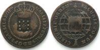 Brasilien BRAZIL. 20 Reis (1809) countermarked 10 Reis 1778 MARIA & PEDRO copper -