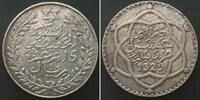 Marokko MOROCCO. 1 Rial (10 Dirhams) AH 1329 (1911) Paris ABD AL-HAFIZ silver AU! -