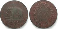 Ceylon BRITISH CEYLON. 1/48 Rixdollar 1802, Elephant, GEORGE III, copper XF! -