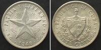 Kuba CUBA. 20 Centavos 1948, silver UNC!!! -