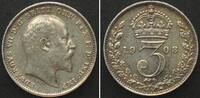 England GREAT BRITAIN. Maundy Threepence 1908, EDWARD VII, silver Prooflike -