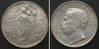 Italien ITALY. 2 Lire 1911, 50th Ann. of Kingdom, VITTORIO EMANUELE III, silver AU! -
