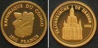 Kongo - Brazzaville CONGO Republic. 1500 Francs 2004 FRAUENKIRCHE DRESDEN gold 1/25 oz Proof -