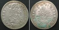 Haus Habsburg HUNGARY. 15 Krajczar 1681 KB, LEOPOLD I, Madonna, silver VF-XF -