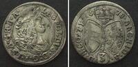 Haus Habsburg AUSTRIA. 3 Kreuzer 1678, Hall mint, LEOPOLD I silver aXF -