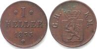 Hessen-Darmstadt German HESSE-DARMSTADT 1 Heller 1855, LUDWIG III copper VF-XF -
