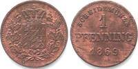 Bayern BAVARIA. Pfennig 1869, LUDWIG II, copper UNC-! -