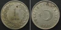 Türkei TURKEY 1 Lira 1948 silver AU! -