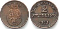 Dänemark DENMARK. 2 Skilling Rigsbanktegn 1815, FREDERIK VI, copper XF! -