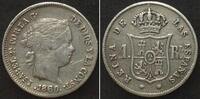 Spanien SPAIN. 1 Real 1860, 7-pointed star Seville, ISABEL II, silver SCARCE! VF-XF -