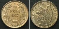 Chile CHILE 1 Peso 1932, Condor, silver UNC-! -