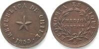 Chile CHILE. 1/2 Centavo 1853, copper XF! -