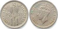 Südrhodesien SOUTHERN RHODESIA 3 Pence 1952 GEORGE VI Cu-Ni AU! -