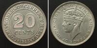 Malaya MALAYA 20 Cents 1943 GEORGE VI silver UNC! -