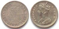 Hongkong HONG KONG 10 Cents 1887 VICTORIA silver UNC-! -