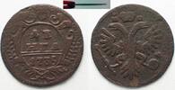 Russland RUSSIA Denga 1735 ANNA - THIN FLAN ERROR 0.9mm - copper VF VERY RARE! -