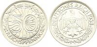 Weimarer Republik 50 Pfennig 1938 J Min. Belag, VF-EF