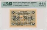 Lithuania Memel, 10 Mark 1922 - PMG 66 EPQ -