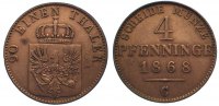 Brandenburg-Preußen Cu 4 Pfennig Wilhelm I. 1861-1888. -
